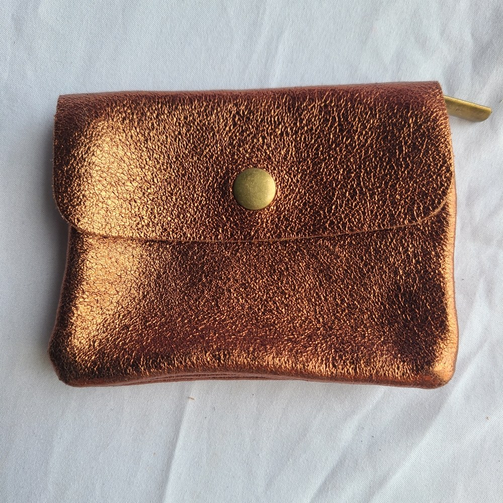 Maison Fanli Made In Italy Metallic Copper Coin Purse Leather